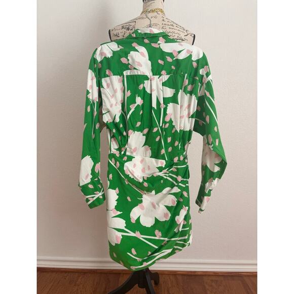 B39 Monse Floral Wrap Shirt Dress Womens 4 Art Gallerycore Runway Statement Chic - Picture 6 of 11